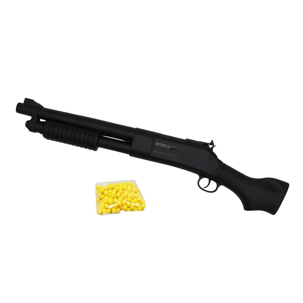 Réplique Airsoft Fusil à pompe 58 cm avec billes incluses – Puissance 0,38 joule – Tir manuel coup par coup – 18 billes fournies