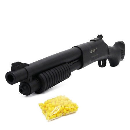 Réplique Airsoft Fusil à pompe 58 cm avec billes incluses – Puissance 0,38 joule – Tir manuel coup par coup – 18 billes fournies