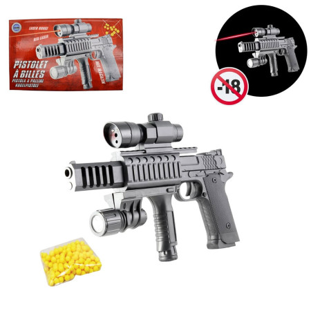 Réplique Airsoft Fusil à Pompe 28 cm – avec laser rouge et éclairage intégré – Puissance 0,25 Joule – Tir coup par coup