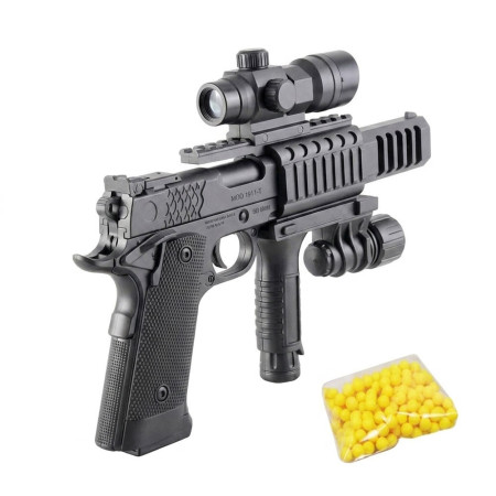 Réplique Airsoft Fusil à Pompe 28 cm – avec laser rouge et éclairage intégré – Puissance 0,25 Joule – Tir coup par coup