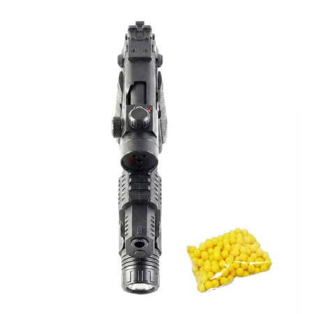 Réplique Airsoft Fusil à Pompe 28 cm – avec laser rouge et éclairage intégré – Puissance 0,25 Joule – Tir coup par coup