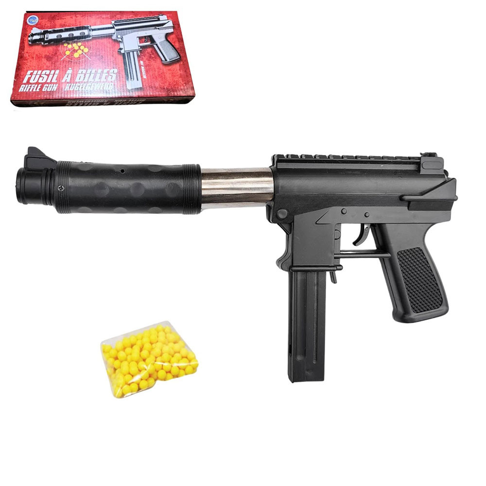 Réplique Airsoft Fusil à billes 27 cm avec munitions incluses – Puissance 0.09 joules, tir coup par coup, 18 billes fournies