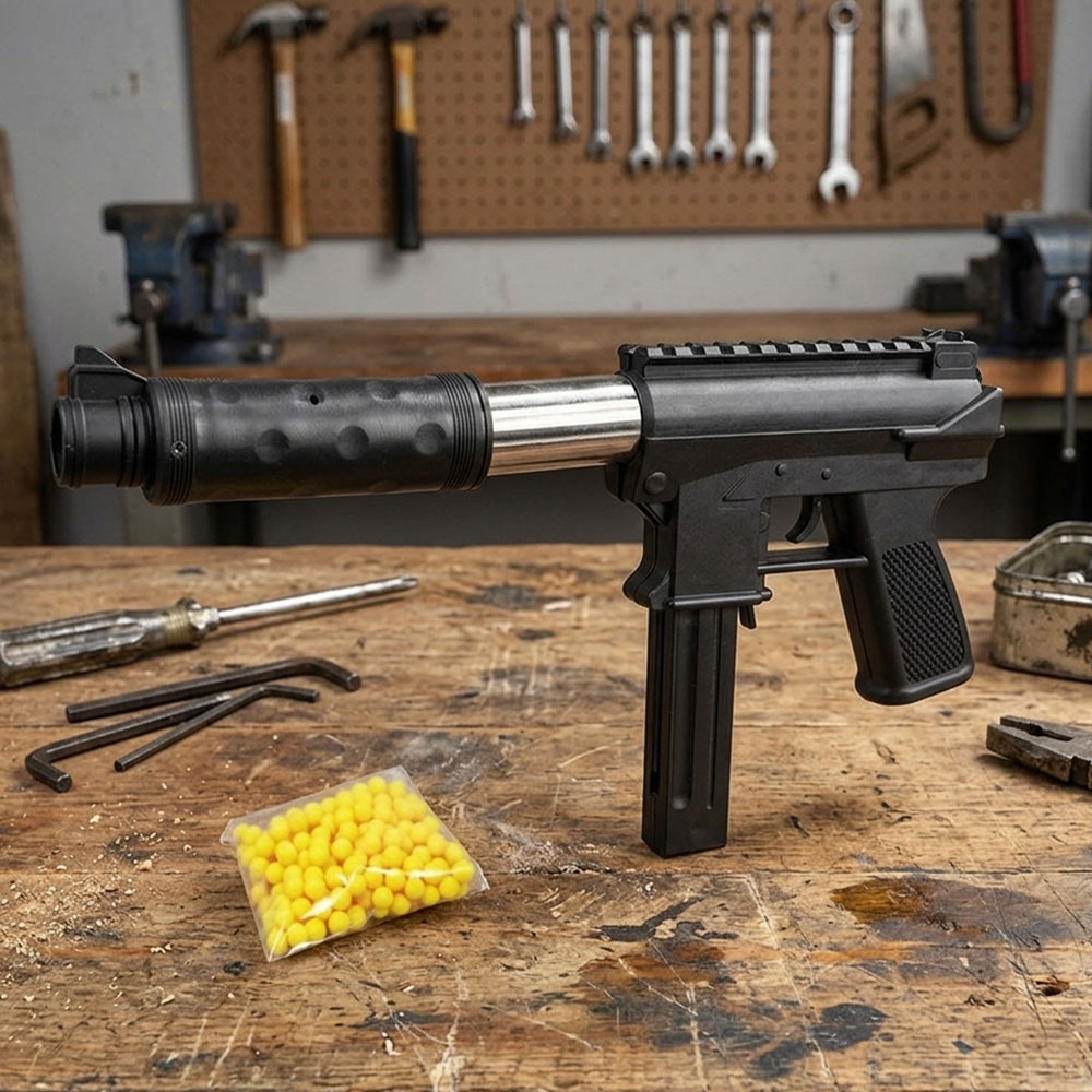 Réplique Airsoft Fusil à billes 27 cm avec munitions incluses – Puissance 0.09 joules, tir coup par coup, 18 billes fournies
