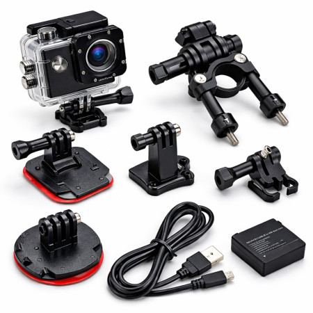 Caméra Sport 4K 30FPS WiFi Grand Angle 170° avec Stabilisation – Caméra 16MP Étanche 30 m Accessoires Sport et Aventure