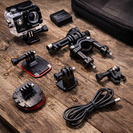 Caméra Sport 4K 30FPS WiFi Grand Angle 170° avec Stabilisation – Caméra 16MP Étanche 30 m Accessoires Sport et Aventure