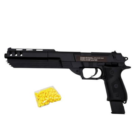 Pistolet à billes 35 cm – Réplique ludique avec chargeur long et 18 billes incluses – Tir coup par coup – Puissance 0,15 joule