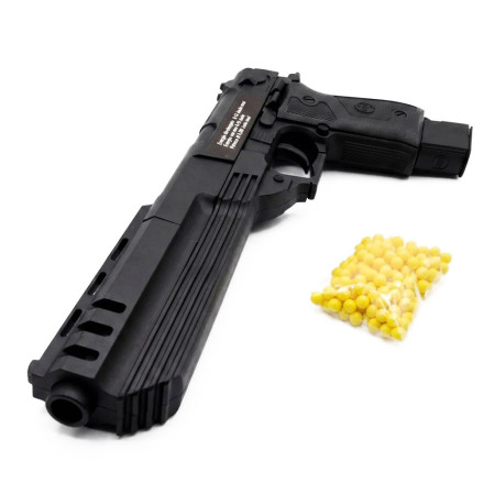 Pistolet à billes 35 cm – Réplique ludique avec chargeur long et 18 billes incluses – Tir coup par coup – Puissance 0,15 joule