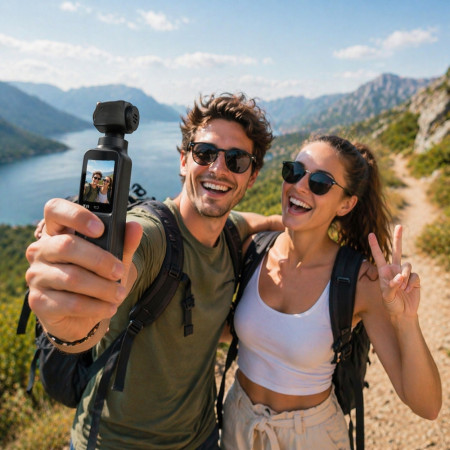Caméra Vlog 4K WiFi EIS 60 FPS Compacte avec Microphone et Accessoires – Caméra Piéton Création de Contenu avec Rotation 270°