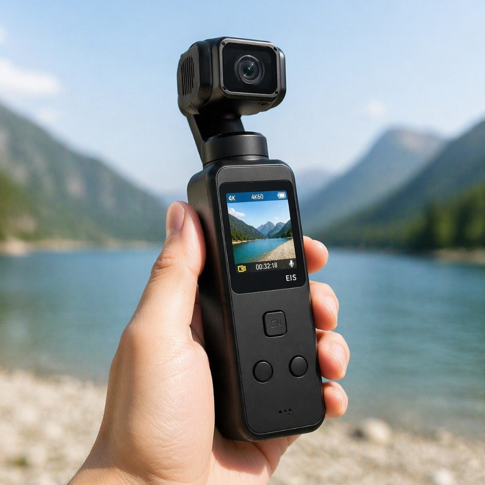 Caméra Vlog 4K WiFi EIS 60 FPS Compacte avec Microphone et Accessoires – Caméra Piéton Création de Contenu avec Rotation 270°