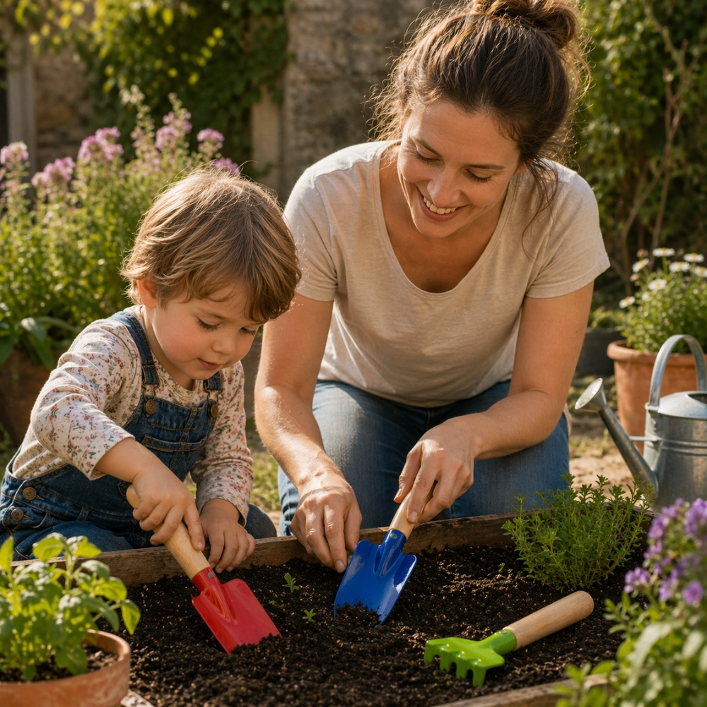 MINIGARDEN - Set de 3 Outils de Jardin Mini en Métal Colorés – Kit de Jardinage pour Enfant