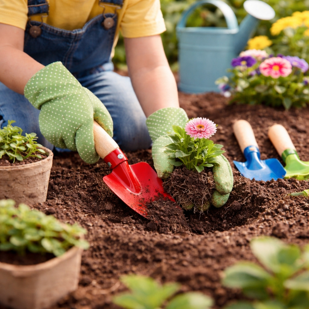 MINIGARDEN - Set de 3 Outils de Jardin Mini en Métal Colorés – Kit de Jardinage pour Enfant