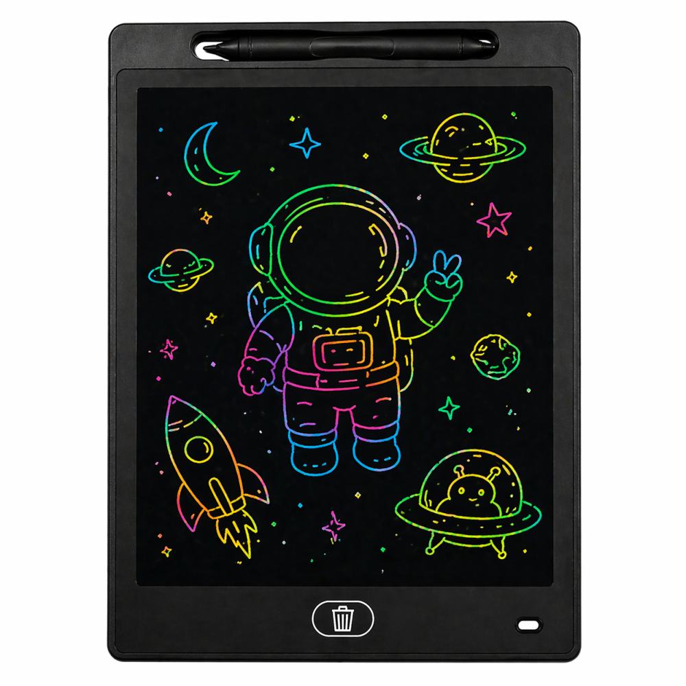 Tablette Graphique LCD 12 Pouces Couleur Enfant Effaçable Écran Écriture et Dessin – Ardoise Magique Portable Noir 30cm