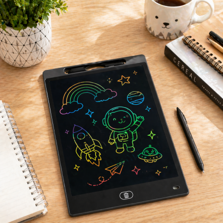 Tablette Graphique LCD 12 Pouces Couleur Enfant Effaçable Écran Écriture et Dessin – Ardoise Magique Portable Noir 30cm