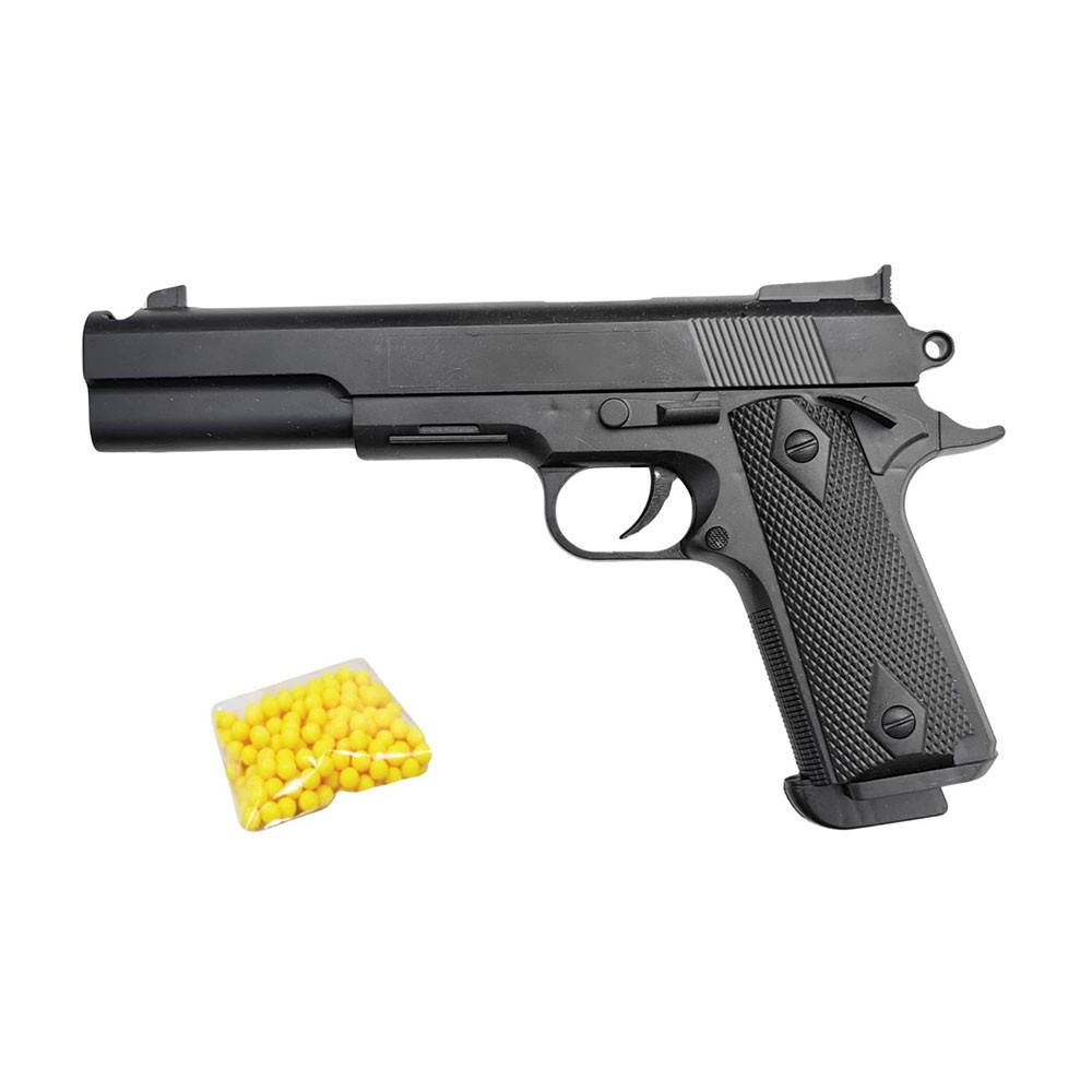 Pistolet à Billes 25 cm avec 18 Munitions Incluses – Réplique Ludique Design, Puissance 0,17 Joule, Tir Manuel Coup par Coup
