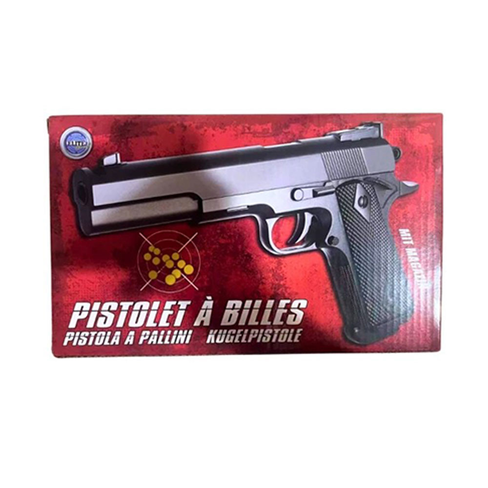 Pistolet à Billes 25 cm avec 18 Munitions Incluses – Réplique Ludique Design, Puissance 0,17 Joule, Tir Manuel Coup par Coup