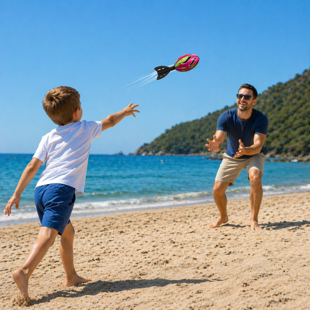 SOFTMISS28 - Jeu de Lancer Missile en Mousse Souple 28 cm à Lancer Couleur Aléatoire – Jouet d’Extérieur pour Plage