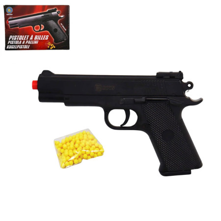 Pistolet à Billes Jouet 18 cm – Tir Manuel Coup par Coup, Faible Puissance 0.05 Joules, Idéal Jeu de Tir Récréatif