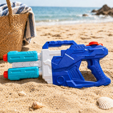 DUOJET50 - Pistolet à Eau XL 50 cm Double Jets Grande Portée Couleur Aléatoire – Jouet d’Eau pour Piscine, Plage et Jardin