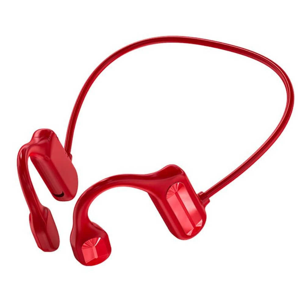 Casque à Conduction Osseuse Bluetooth 5.2 Rouge – Écouteurs Oreilles Libres pour Musique et Appels, Design Sport