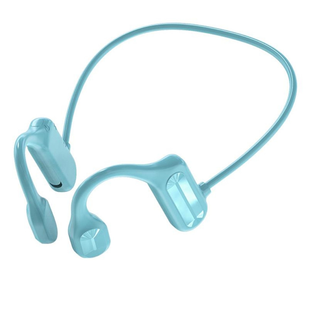 Casque à Conduction Osseuse Bluetooth 5.2 Bleu– Écouteurs Oreilles Libres pour Musique et Appels, Design Sport