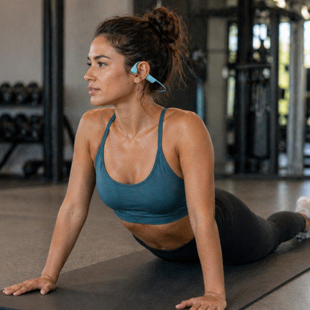 Casque à Conduction Osseuse Bluetooth 5.2 Bleu– Écouteurs Oreilles Libres pour Musique et Appels, Design Sport