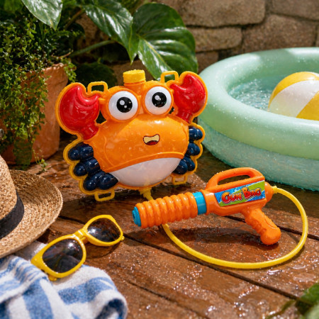 CRABPACK - Canon à Eau Sac à Dos Enfant Crabe avec Réservoir et Lanceur, Pistolet pour Jeux Piscine et Plage - Couleur Aléatoire