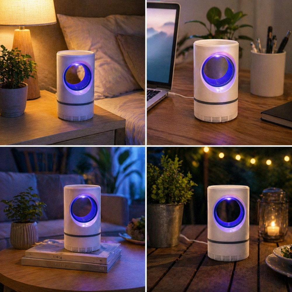 Lampe LED Anti Moustiques 17 cm USB Désinsectiseur Électrique à Aspiration Vortex – Piège à Insectes pour Intérieur & Extérieur