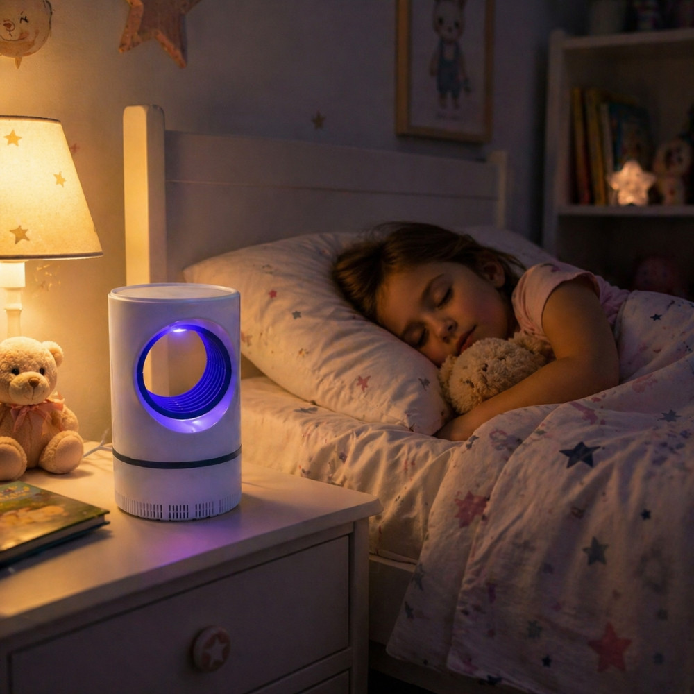 Lampe LED Anti Moustiques 17 cm USB Désinsectiseur Électrique à Aspiration Vortex – Piège à Insectes pour Intérieur & Extérieur