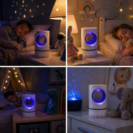 Lampe LED Anti Moustiques 17 cm USB Désinsectiseur Électrique à Aspiration Vortex – Piège à Insectes pour Intérieur & Extérieur