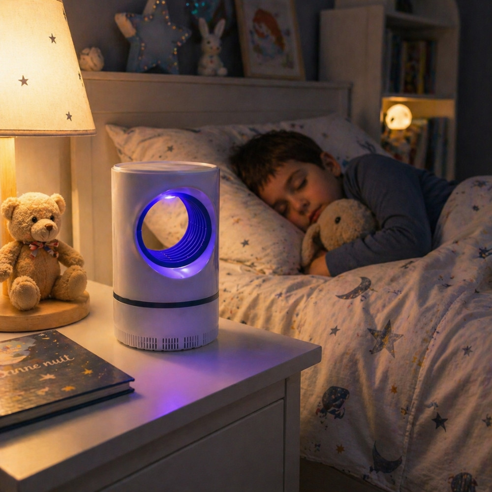 Lampe LED Anti Moustiques 17 cm USB Désinsectiseur Électrique à Aspiration Vortex – Piège à Insectes pour Intérieur & Extérieur