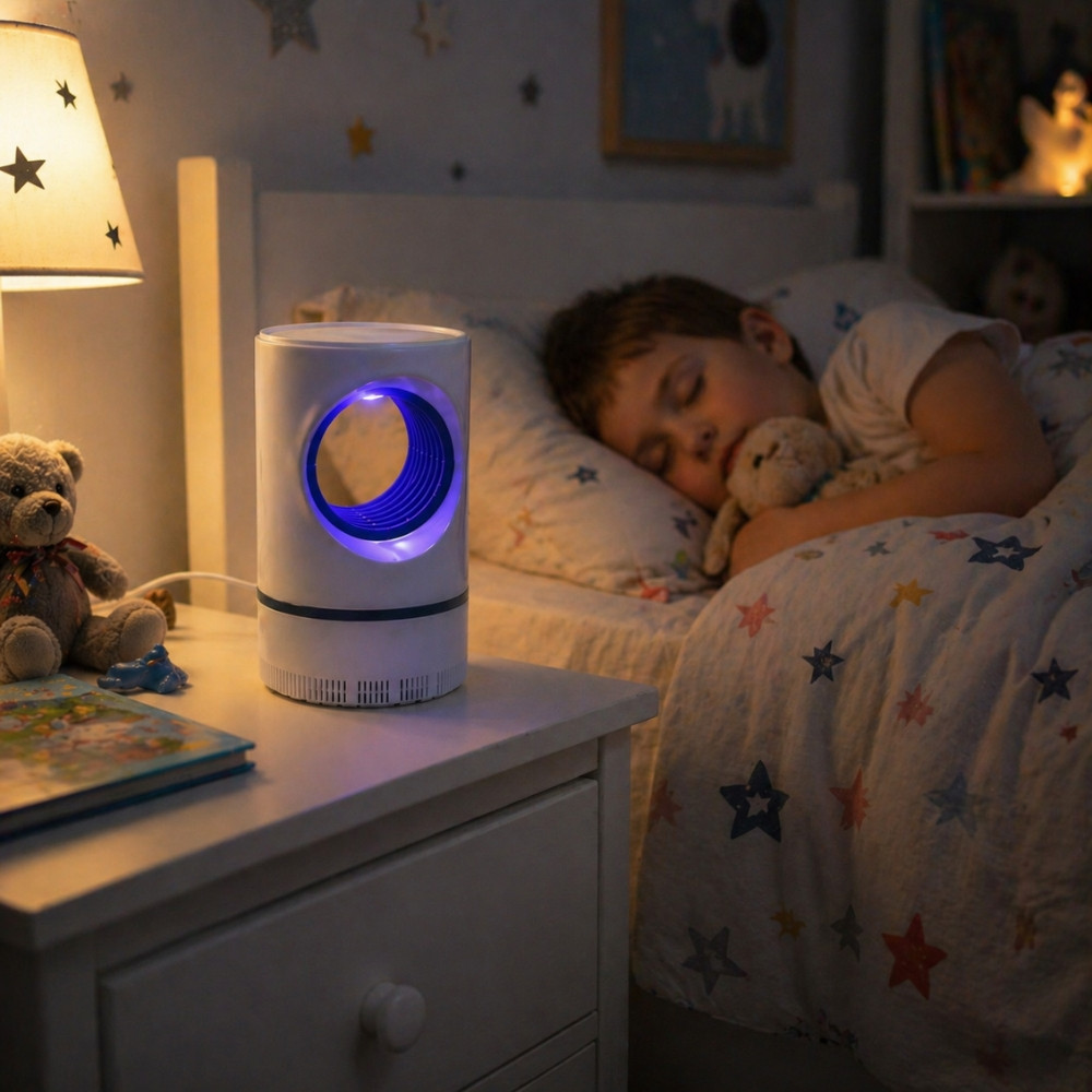 Lampe LED Anti Moustiques 17 cm USB Désinsectiseur Électrique à Aspiration Vortex – Piège à Insectes pour Intérieur & Extérieur