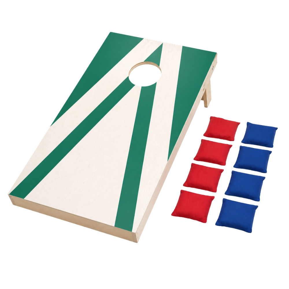 CORNHOLE- Jeu de Cornhole en Bois – Planche + 8 Sacs Colorés | Jeu d’Adresse Extérieur pour Jardin & Famille