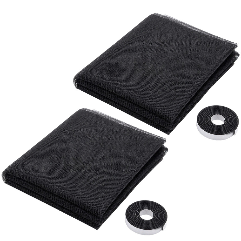 Set de 2 Moustiquaires Fenêtre DIY 130 x 150 cm Polyester Noir Découpable avec Bande Auto-Agrippante