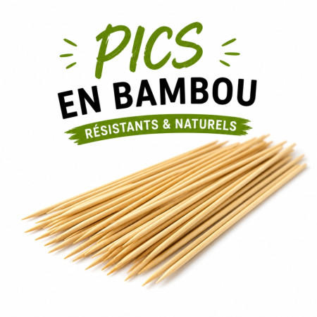 Set de 90 Piques à Brochettes en Bambou 40 cm pour Barbecue et Apéritif – Bâtonnets de Cuisson pour Grill, Viande..