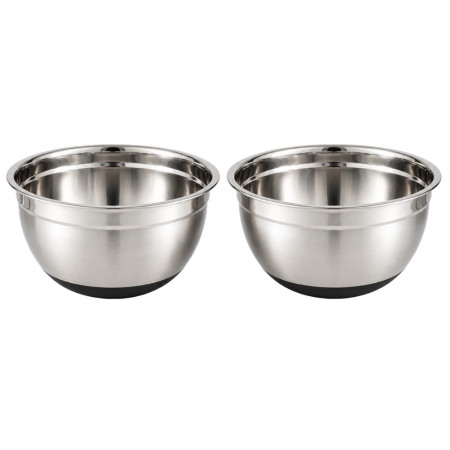 Set de 2 Saladiers Inox 24 cm 2,5 L avec Base Antidérapante – Bols de Cuisine Empilables en Acier Inoxydable pour Mélange