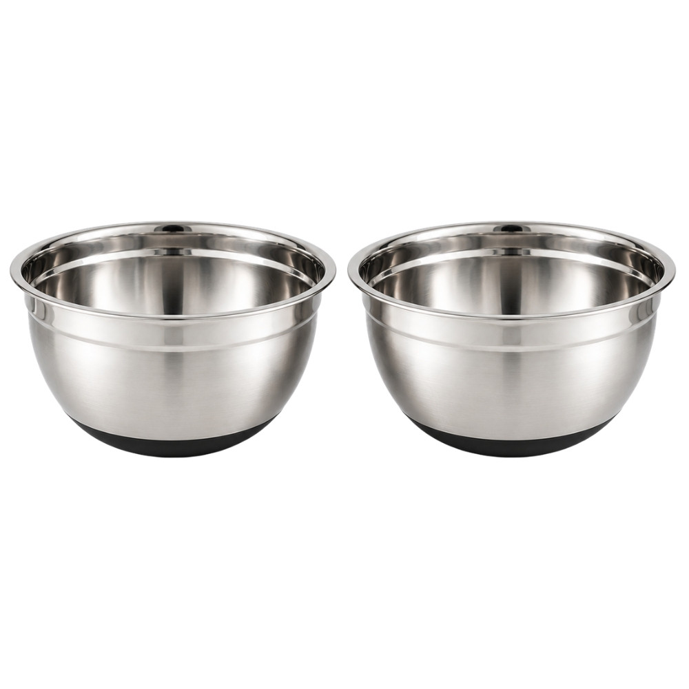 Set de 2 Saladiers Inox 24 cm 2,5 L avec Base Antidérapante – Bols de Cuisine Empilables en Acier Inoxydable pour Mélange