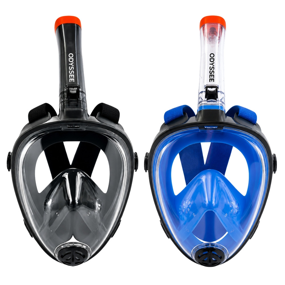 SNORKMASK_SM - Masque de plongée full face adulte S-M anti-buée, vision panoramique, noir ou bleu
