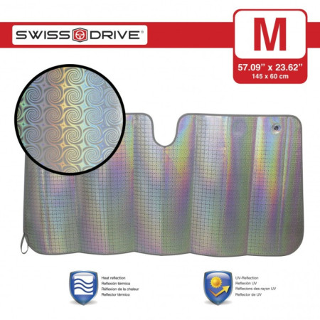 Pare Soleil Frontal Voiture 145 x 60 cm Pliable avec Ventouses – Protection UV et Chaleur pour Pare Brise