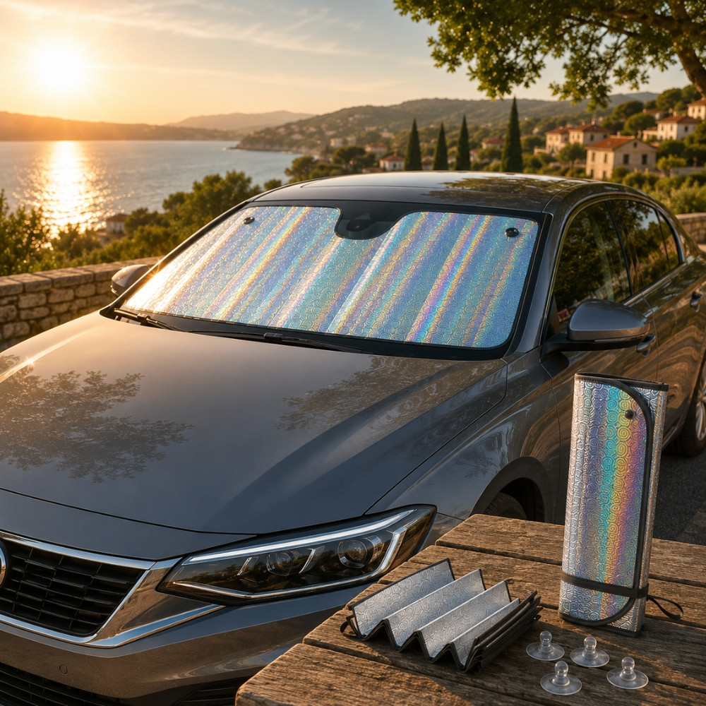 Pare Soleil Frontal Voiture 175 x 90 cm Pliable avec Ventouses – Protection UV et Chaleur pour Pare Brise