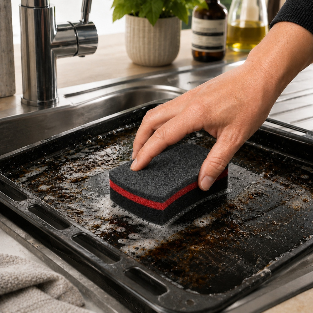 BBQSPONGE - Set de 6 Éponges Barbecue Double Face - Nettoyage Grill, Grille, Couvercle et Plancha Absorbantes Durables