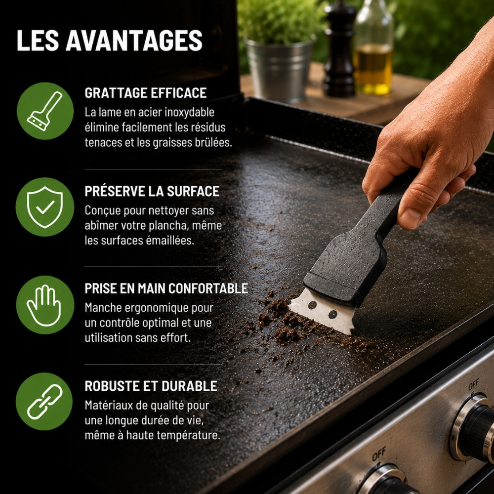 Set de 2 Brosses de Nettoyage Barbecue 21 cm avec Grattoir Acier et Poils Métalliques – Accessoires pour Grill