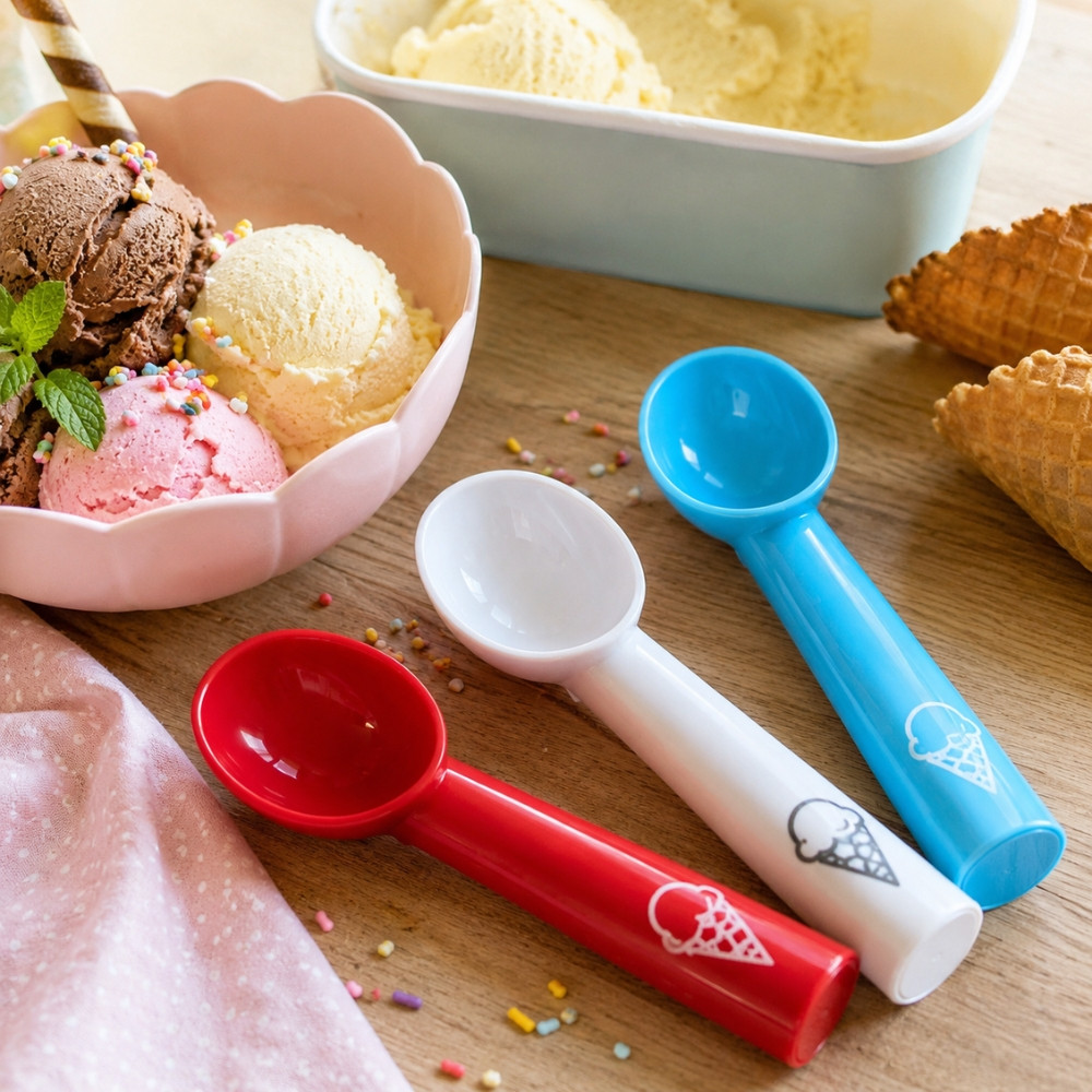 Cuillère à Glace en Plastique 18cm Couleur Aléatoire – Portionneuse à Glace Légère pour Dessert et Sorbet