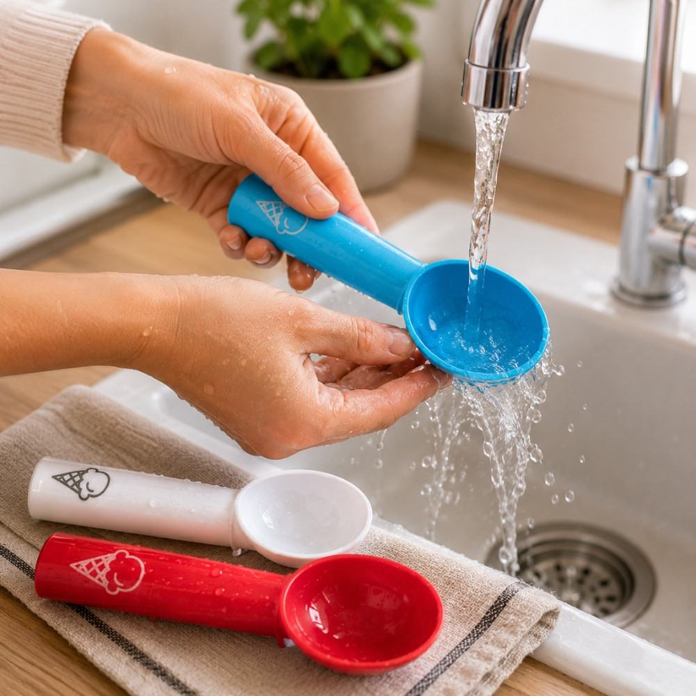 Cuillère à Glace en Plastique 18cm Couleur Aléatoire – Portionneuse à Glace Légère pour Dessert et Sorbet