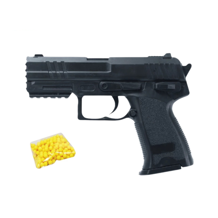 Pistolet à Billes 15 cm avec 18 Billes Incluses – Réplique Ludique Compacte 0,16 Joule – Tir Coup par Coup – Design Réaliste