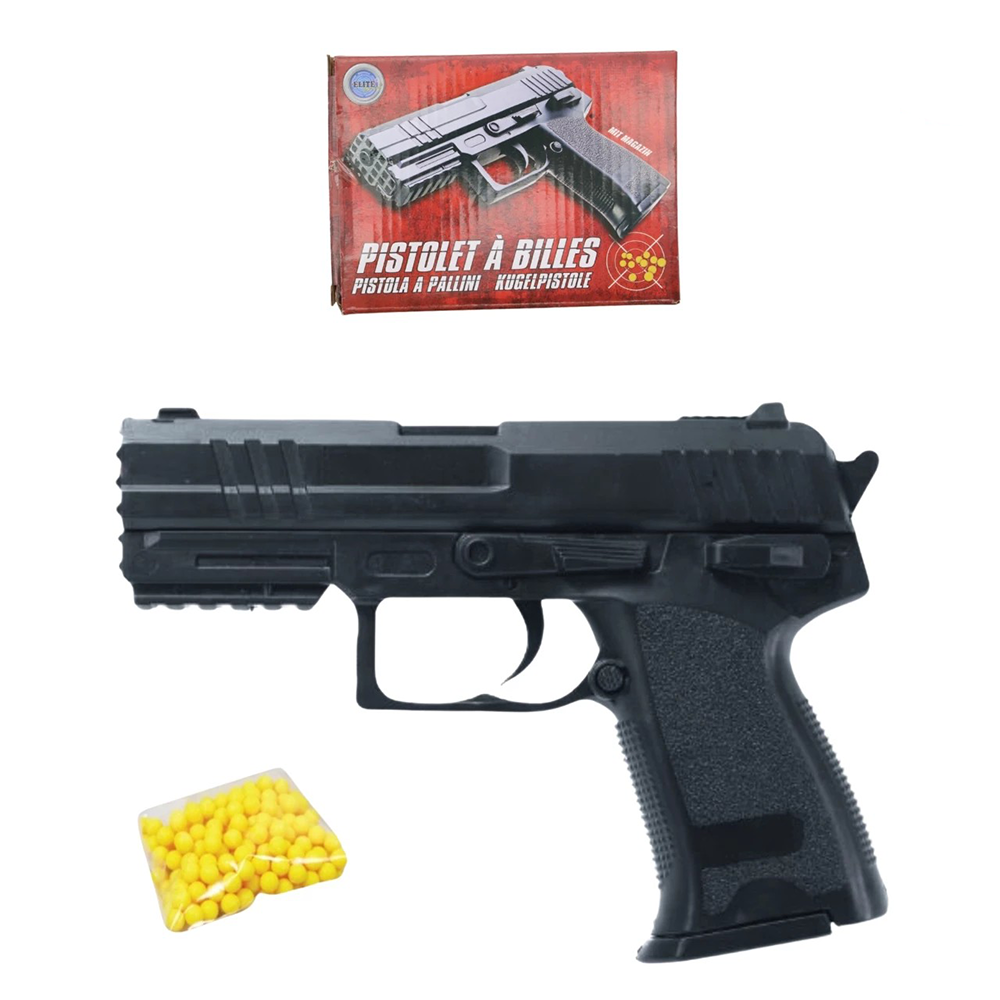 Pistolet à Billes 15 cm avec 18 Billes Incluses – Réplique Ludique Compacte 0,16 Joule – Tir Coup par Coup – Design Réaliste