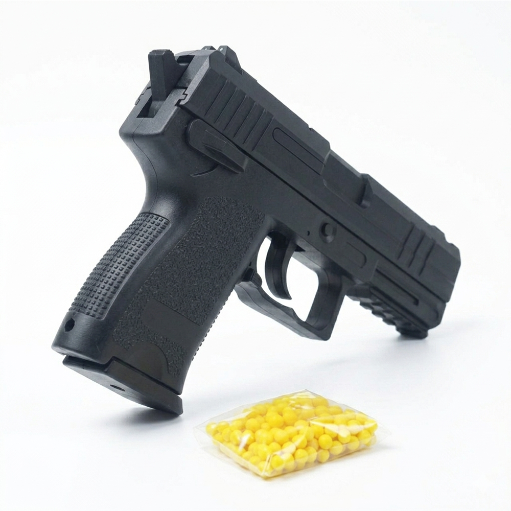 Pistolet à Billes 15 cm avec 18 Billes Incluses – Réplique Ludique Compacte 0,16 Joule – Tir Coup par Coup – Design Réaliste