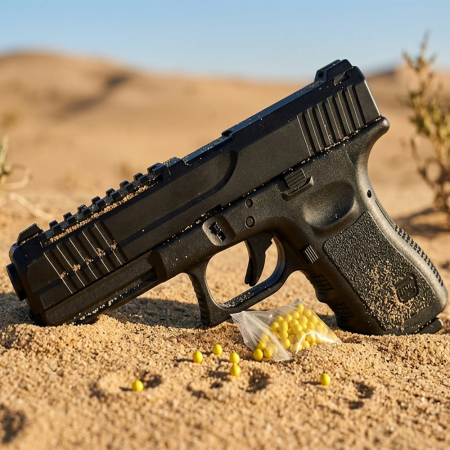Pistolet à Billes 15 cm avec 18 Billes Incluses – Réplique Ludique Compacte 0,16 Joule – Tir Coup par Coup – Design Réaliste