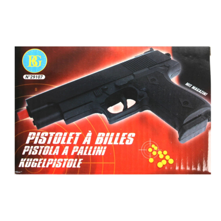 Pistolet à Billes 15 cm avec 18 Billes Incluses – Réplique Ludique Compacte – Tir Coup par Coup – Énergie 0,05 Joule