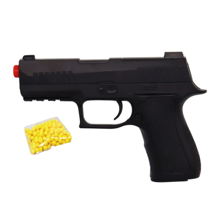 Pistolet à Billes 20 cm avec 18 Billes Incluses – Réplique Ludique Compacte 0,05 Joule – Tir Coup par Coup – Design Réaliste