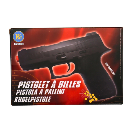 Pistolet à Billes 20 cm avec 18 Billes Incluses – Réplique Ludique Compacte 0,05 Joule – Tir Coup par Coup – Design Réaliste